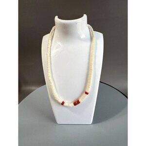 Vintage Spiny Oyster Shell Heishi Necklace Red Accents 16 Inches Southwestern